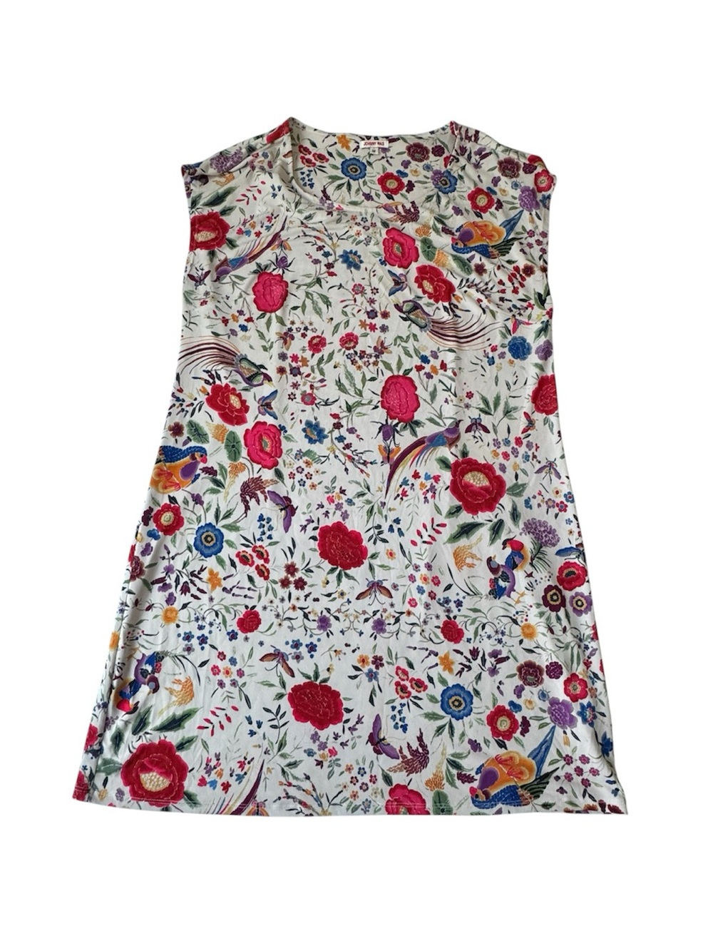 Johnny Was Floral Short Sleeves Jersey Mini Summer Dress Size M